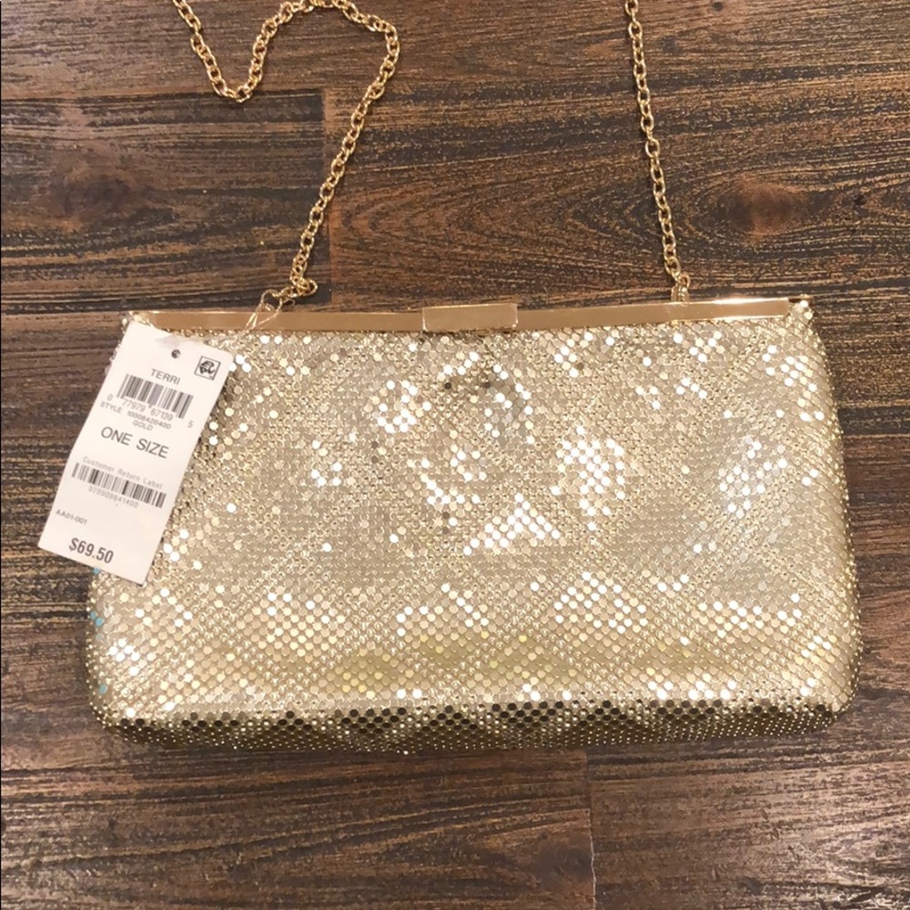 INC Terri Clutch One Size Gold NWT